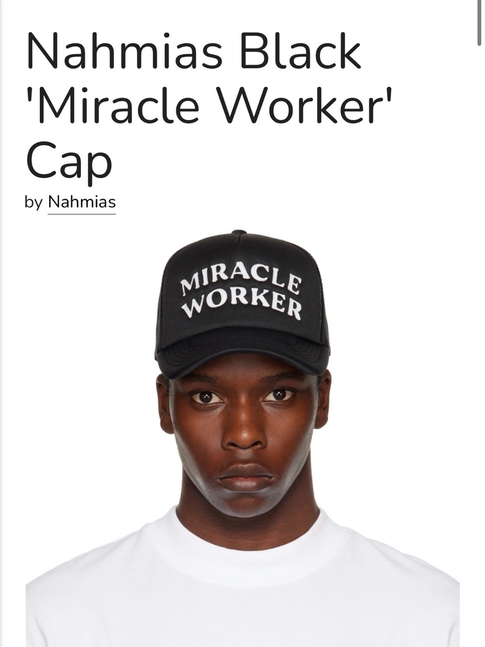 Nahmias Black 'Miracle Worker' Baseball Cap (sold out on their website!!)